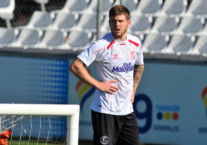 Alberto se ejercita en un entrenamiento.