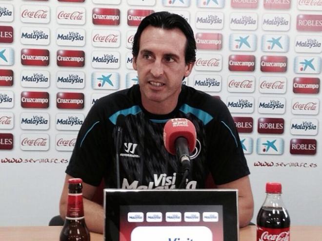 Unai Emery, en la sala de prensa de la ciudad deportiva.