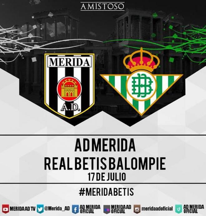 Cartel del amistoso entre el Mérida y el Betis.