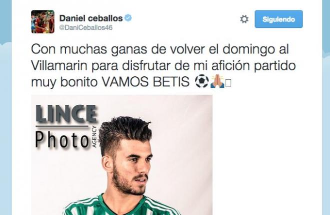 Captura del tuit de Dani Ceballos.