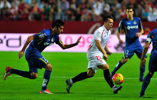 Konoplyanka, durante el partido ante el Getafe.