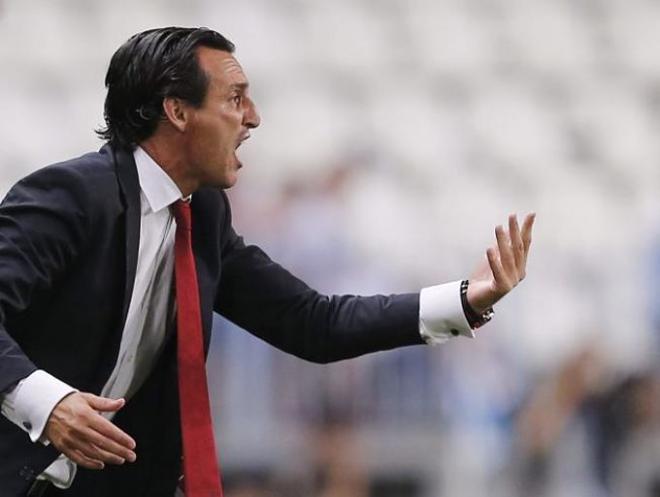 Unai Emery en el partido contra el Málaga.