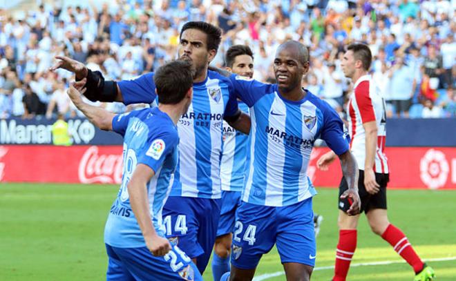 José Recio celebra un gol esta temporada.