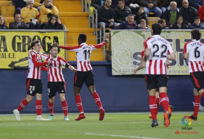 Los jugadores del Athletic celebran un gol ante el Villarreal (Foto: LaLiga).