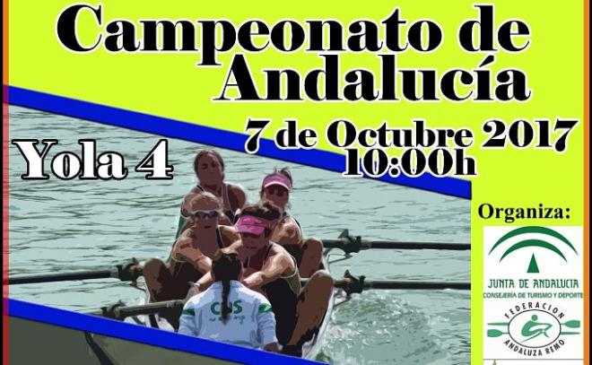 Imagen del cartel del Campeonato de Andalucía de yolas y el de velocidad.