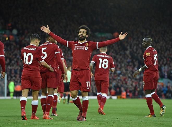 Salah celebra uno de sus goles al Southampton.