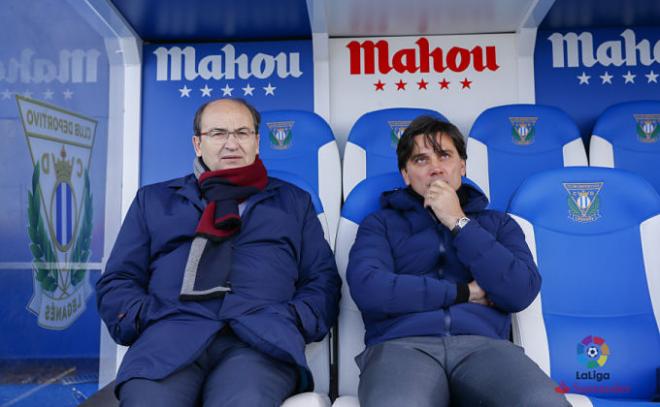 Montella y José Castro en Butarque.