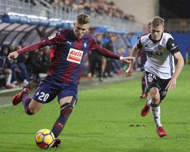 Iván Alejo, en el partido ante el Valencia.