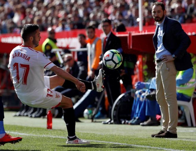 Machín, en el partido ante el Sevilla