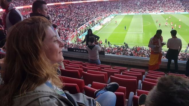 Beatriz Puerta, en la grada del Wanda Metropolitano.