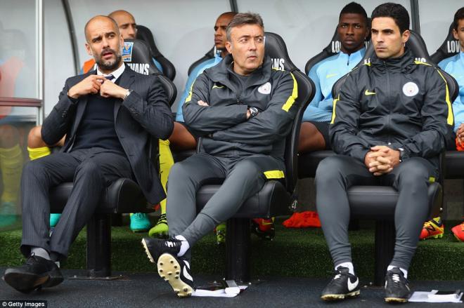 Guardiola, Torrent y Arteta en el City.