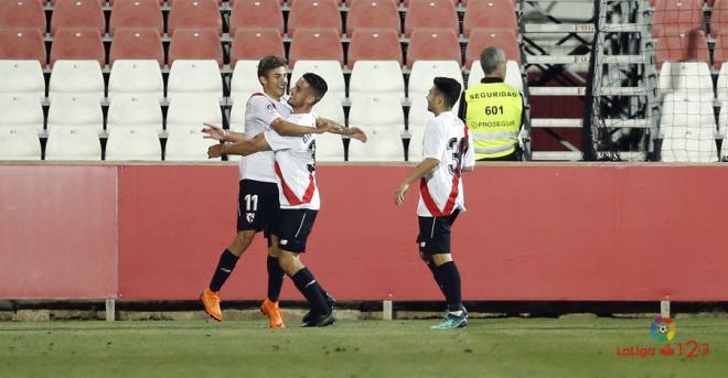 Pozo celebra su gol ante el Numancia. (Foto: LaLiga).