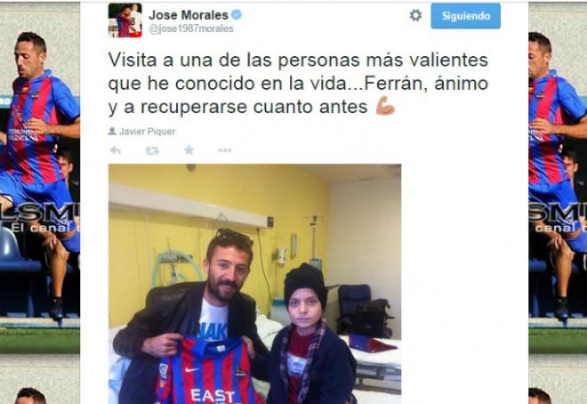 Morales colgó en su cuenta de Twitter la foto de su visita a Ferrán