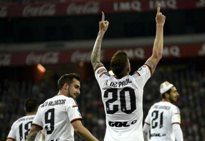 El centrocampista Rodrigo de Paul hizo el gol del Valencia y que le avanzaba en el marcador. (Foto: O. V)