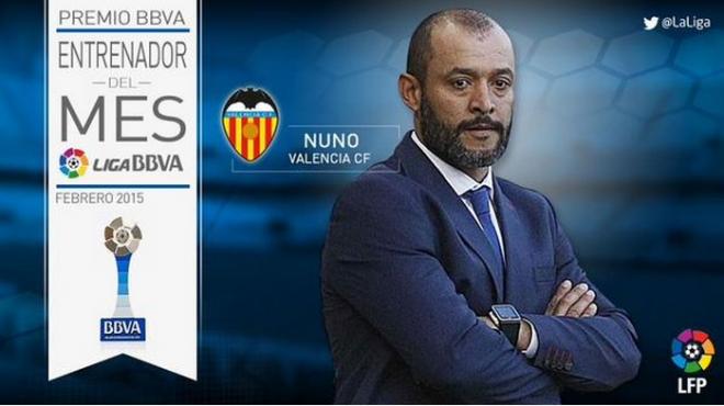 Nuno, galardonado como mejor técnico de febrero.