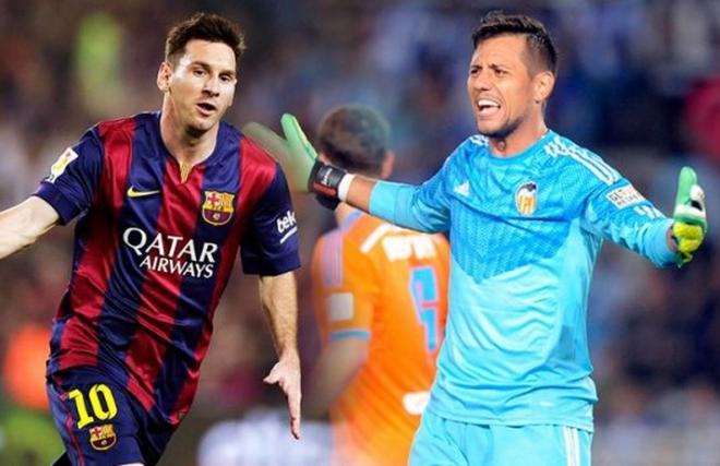 Messi vuelve a poner a prueba al valencianista Diego Alves.