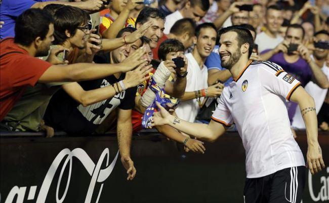 Solo cinco goles ha celebrado Negredo con la camiseta del Valencia CF esta campaña.