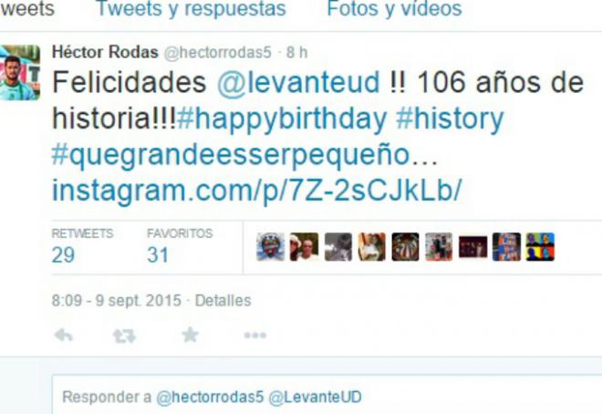 Felicitación de Héctor Rodas al Levante por sus 106 años de historia