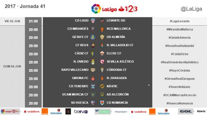 El nuevo horario para la Jornada 41.