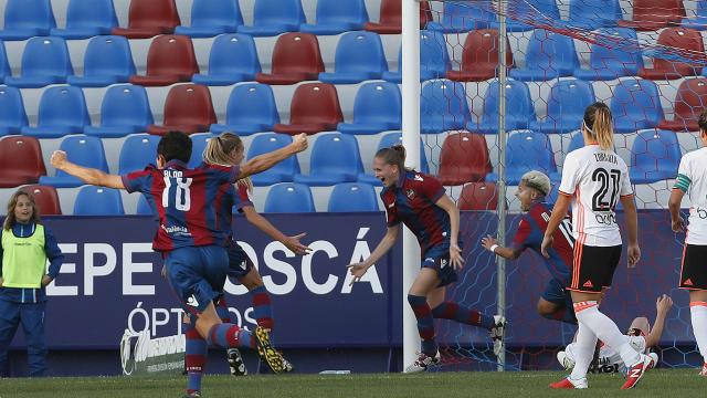 Las jugadoras del Levante celebran el primer tanto (Foto: LaLiga)