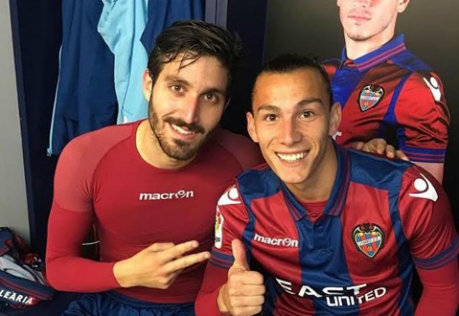 Son junto a Campaña tras el partido contra el Tenerife.