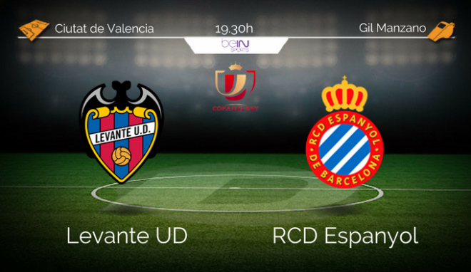 Levante UD y Espanyol se enfrentan en la vuelta de los octavos de final de la Copa del Rey en el Ciutat de València.