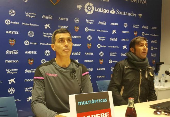 Muñiz, en la rueda de prensa previa al Levante-Leganés.
