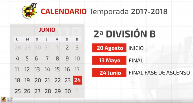 Fechas del calendario de Segunda B.