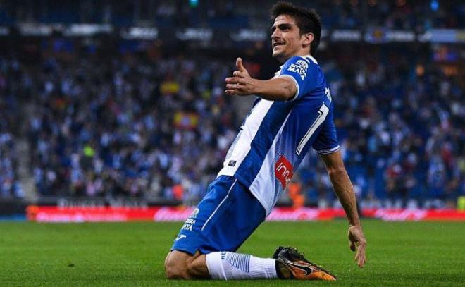 Gerard Moreno celebra un gol con el Espanyol.