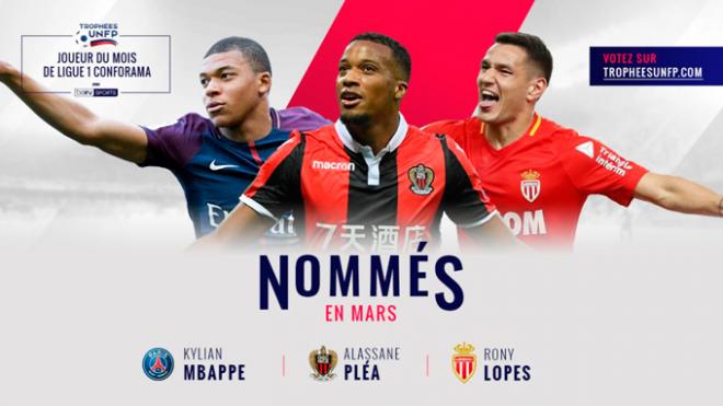 Nominados a mejor jugador de marzo en la Ligue 1.