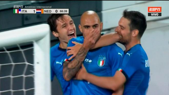 Zaza marcó gol con Italia contra Holanda.