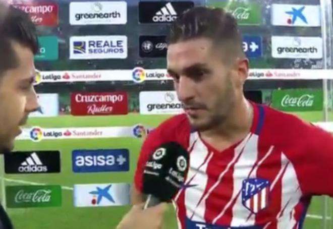 Koke Resurrección tras la victoria en el Benito Villamarín.