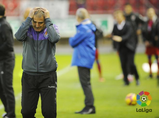 Paco Herrera lamenta el último gol del Numancia en la primera vuelta.