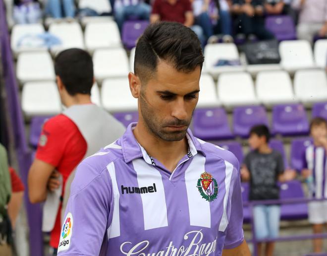 Javi Moyano, durante un partido con el Real Valladolid.