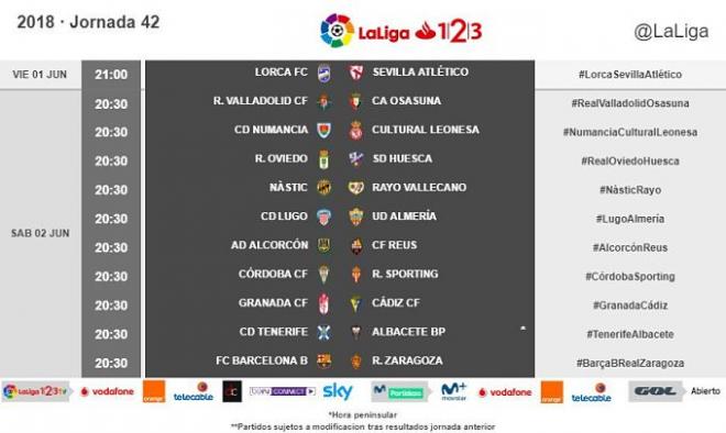 Horarios de la jornada 42 de Segunda (Foto: LaLiga).