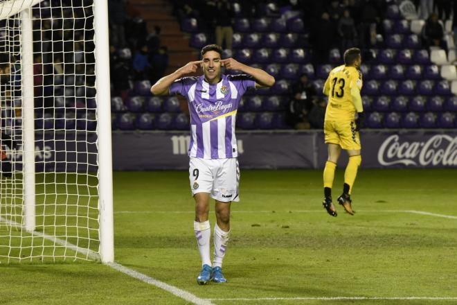 Mata celebra su gol al Lorca FC (Foto: A. Domingo).