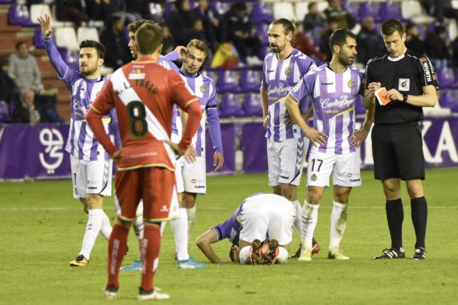 Los jugadores, en el Pucela - Rayo.