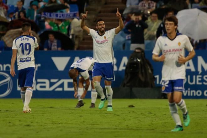 Borja celebra su gol ante el Pucela (Foto: Dani Marzo).