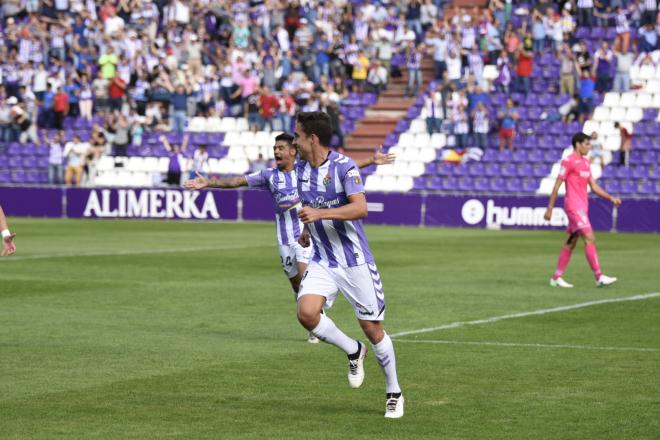 Jaime Mata, ayer celebrando un gol (Foto: A. Domingo).