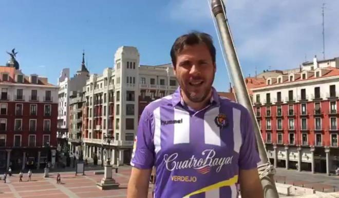 Óscar Puente, durante un vídeo de apoyo al Real Valladolid.