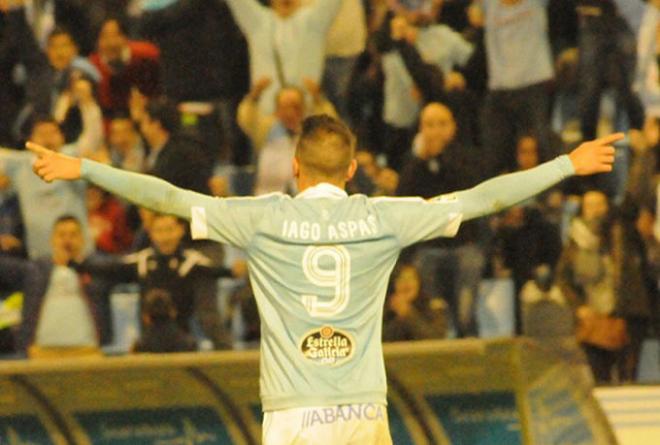 Iago Aspas celebra su gol al Espanyol | E. Álvarez