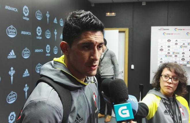 Pablo Hernández, en zona mixta.