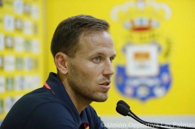 Dani Castellano, durante la rueda de prensa (Foto: UDLP).