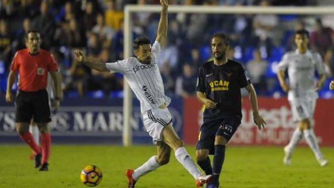 Sergio Mora, en el UCAM-Real Oviedo (Foto: LaLiga).