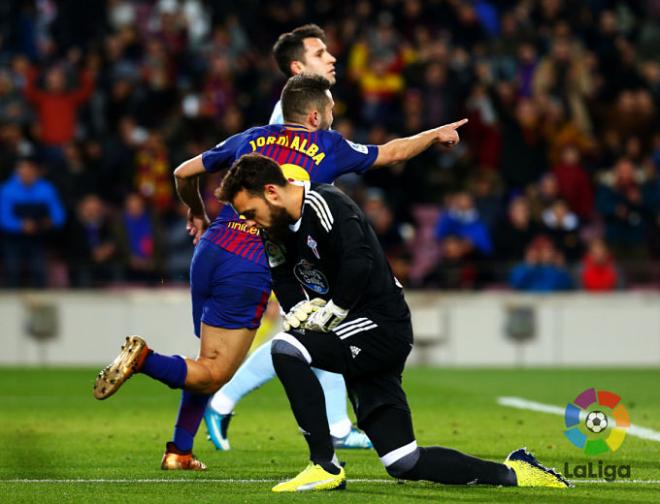 Sergio tras encajar un gol en el Camp Nou (Foto: LaLiga).