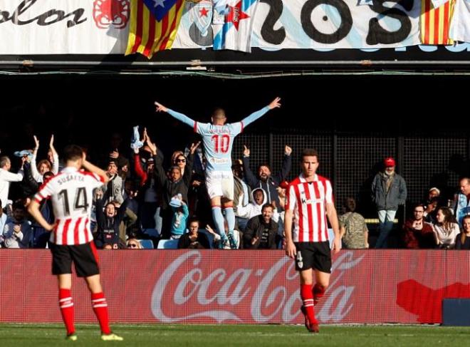 Aspas celebrando uno de sus goles (Foto: EFE).
