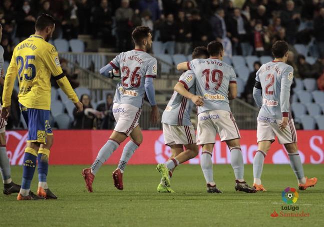 La plantilla celebra el gol de Jonny ante Las Palmas (Foto: LaLiga).