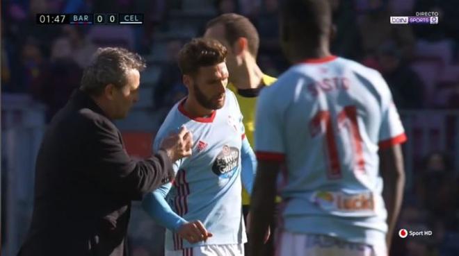 Sergi Gómez se lesiona del hombro.