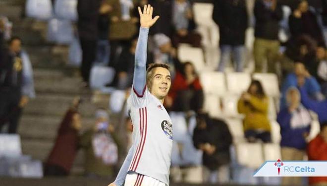 Iago Aspas celebra su gol al Éibar en Copa (Foto: RCCV).