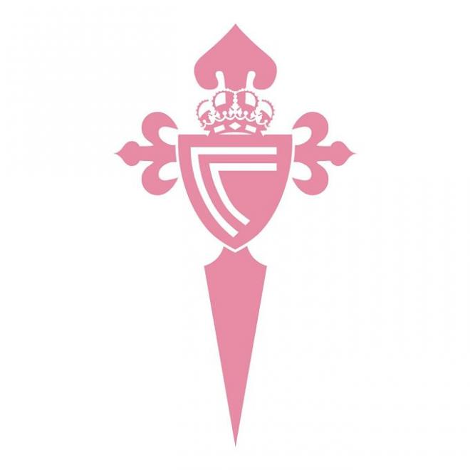 El escudo del Celta, teñido de rosa (Foto: RCCV).